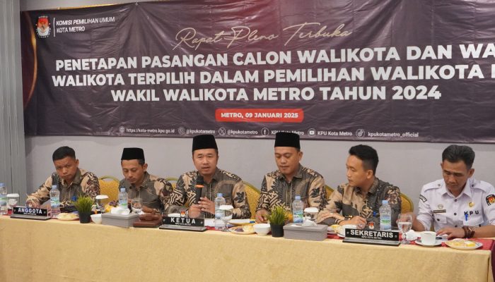 KPU Kota Metro Tetapkan Paslon Wali Kota dan Wakil Wali Kota Terpilih